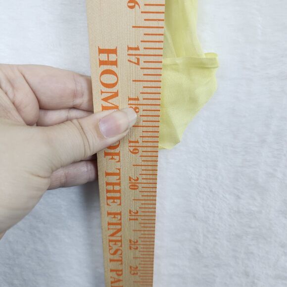 Vtg Sheer Half Hostess Apron Dainty Floral Yellow Organza Black Trim Cottagecore - Picture 8 of 8